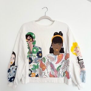 Zara Graphic Crew with Multicolor Portraits